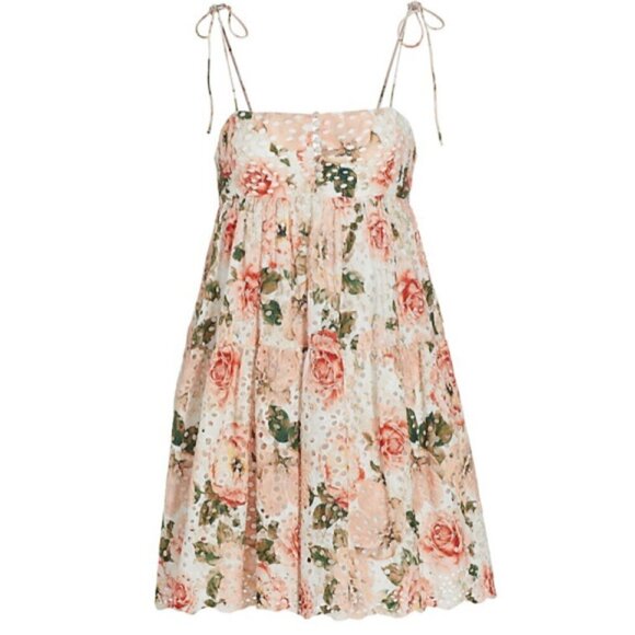 Alice + Olivia 'Lorelle' Eyelet Mini-Dress, Morningside Floral White - Picture 5 of 5